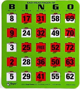 Regal Bingo Bingo Cards with Sliding Windows - Green Reusable & Large Bingo Cards - Ideal for Family Fun Bingo Game Night - No Chips & Daubers Needed - 50 Pcs