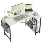 CubiCubi 100 cm Small L Shaped Computer Desk with Storage Shelves Home Office Corner Desk Study Writing Table, White