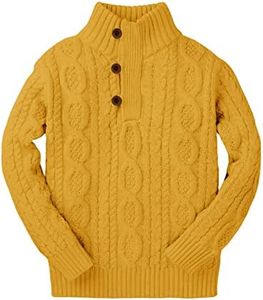 Kingdenergy Kids Sweaters Boys Turtleneck Button Up Cable Knit Winter Warm Long Sleeve Fall Pullover Sweater Tops, Yellow, 7-8 Years