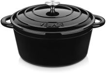 Velaze 7.5 QT Dutch Oven Pot with Lid, Enameled Cast Iron Dutch Oven with Dual Handles for Sourdough Bread Baking, Cooking, Non-stick Enamel Coated Cookware (Black)