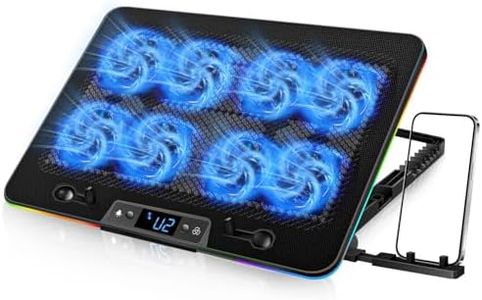 Necomi Laptop Cooling Pad, Laptop Cooler with 8 Quiet Led Fans for 11-17Inch Laptops, Show Fan Speed, with 7 Height Stands Dual USB Powered Gaming Laptop Cooling Pad