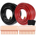 TuoLauthon 40Ft 1/0 Gauge Cable Copper Clad Aluminum CCA Black Red Wire Car Amplifier Power & Ground Cable Car Audio Speaker Stereo Battery Cable with SC Ring Terminals Connectors Heat Shrink Tubing