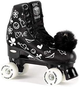 Epic Skates Luv Quad Roller Skates, Black/White, Ladies 9