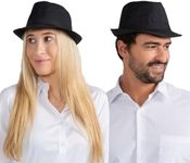 Dress Up America Fedora Hat - Black Fedora for Men and Women - Trilby Costume Hat for Adults - Available in Black and White