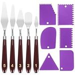 11 Palette Knife Set, Including 5 Oil Painting Palette Knives for Structural Paste + 6 Spatulas for Acrylic Painting, Scraper Knives, Painting Tools, Art Supplies, Spatula Set for Oil Painting,