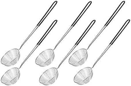 Pack of 6 Shabu shabu Hot Pot Strainer Scoops Mini Mesh Skimmer Drain Spoon Asian Strainer Ladle with U-shaped handle