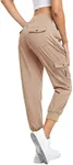 MISS MOLY Women's Cargo Pants Lightweight Hiking Quick Dry Joggers Casual Outdoor Elastic Waist Button Pockets Khaki M