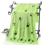 KUTKUT Microfibre Dog Towel, Quick Absorbent Pet Bath Towels, Super Soft Fast Drying Machine Washable Puppy Beach Dryer for Small Medium Large Dogs Rice(Green: 140 x 70cm)