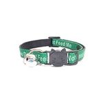 ZACAL Cat Collars with Bell | Worded Cat Collars – Please Do Not Feed Me/I Am Microchipped | Safe Quick Release Breakaway Buckle Cat Collars (Green, Please Do Not Feed Me)