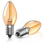 Bonlux E14 LED Light Bulb 0.5W E14 Night Light Bulb C7 LED Bulb SES E14 Vintage Candle Light Bulbs Small Screw Edison Bulb Amber Salt Lamp Bulb Candelabra Bulb Ultra Warm White 2200K (2 Pack)