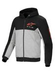 Alpinestars Chrome v2 Sport Hoodie, Reinforced Motorcycle Riding Jacket with CE-Certified Armor & Urban Styling, Black/Gray Heather/Red Fluo, XL