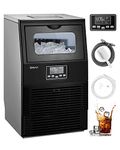 Silonn Commercial Ice Maker Machine, 84LBS/24H, Full Heavy Duty Stainless Steel Construction, Self-Cleaning, Clear Cube for Home Bar, Include Scoop, Connection Hose