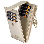 Badiya RFID Card Holder Wallet for Women Slim Wallets Bifold Multi Card Case Zipper Coin Purse, M-Cross-Gold & Key Chain, one_size, Classic