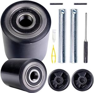 Pallet Jack/Truck Load Wheels Full Set with Axles and Entry Exit Roller 3" x 3.75" with Bearings ID 20mm Poly Tread Black