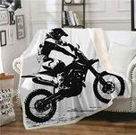 SHOMPE Dirt Bike Throw Blanket Motocross Racer Extreme Sports Printed Soft 3D Cool Plush Sherpa Kids Men Women Fleece Blankets 50"x 60"