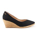 VISCATA Roses Espadrille Canvas Wedges Spain Handmade 2 ½” Heel Woman Wedge Pumps with Organic Cotton Canvas and 100% Natural Jute Midsole for All Occasions: Casual, Work, Party, Black, 8