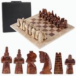 Radicaln Marble Chess Set with Storage Box 15 Inches Coral & Red Antique Handmade Chess Board Game - 2 Player Chess Sets for Adults - 1 Chess Board & 32 Chess Pieces