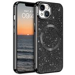 VENINGO Compatible with iPhone 14 Case, Cute Glitter Luxury Bling Support Magsafe Cover Shockproof Full Body Camera Protection Phone Case for Women Girl Design for iPhone 14 2022 6.1'', Black