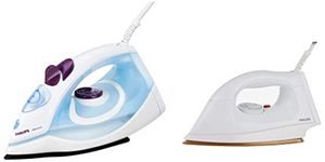 Philips GC1905 1440-Watt Steam Iron with Spray (Blue) & HI114 1000-Watt Golden American Heritage Soleplate Dry Iron Combo