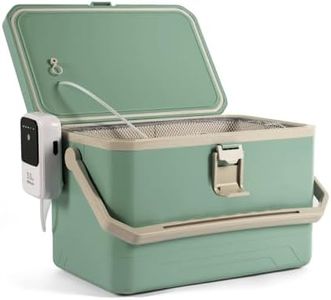 Ghosthorn 14L Large Capacity Fishing Cooler for Live Bait Station with 4000mAh Silent Rechargeable Areator for Fish and Accessories，Portable Bait Bucketwith Air Pump for Outdoors（Green）