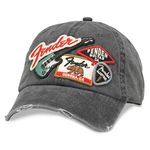 AMERICAN NEEDLE Iconic Fender Electric Guitar Baseball Dad Hat (FEND-1905A-BLK), Iconic (Black), One Size