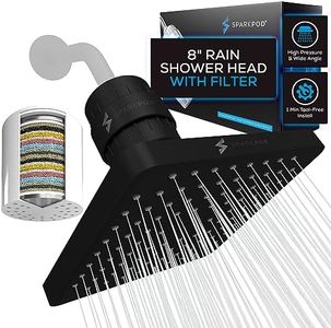 SparkPod Luxury Filtered Shower Head Set 23 Stage Shower Filter - Reduces Chlorine and Heavy Metals - High Pressure Showerhead Filter (8" Square, Midnight Black Matte)