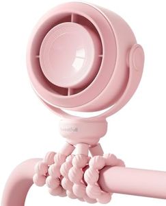 SWEETFULL Portable Stroller Fan, Pinch-Proof Baby Fan, 10H Battery, 5-Speed Quiet Mini Clip on Fan, USB-C Rechargeable with LED Display for Car Seat, Crib & Travel - Pink