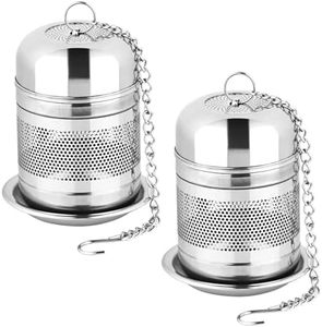 Fri4Free 2PCS Tea Infuser Strainer - Stainless Steel Tea Strainers for Loose Tea, Loose Leaf Tea Steeper, Fine Mesh Tea Ball holder with Chain Hook and Lid, Reusable Tea Filter Bags Diffusers