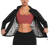 KUMAYES Sauna Suit for Women Weight Loss Sweat suit Workout Sauna Jacket Slimming Body Shaper Long Sleeve Shirt with Zipper