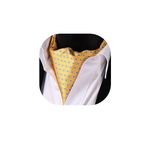 HISDERN Men's Yellow Cravat Wedding Polka Dot Ascot Tie Classic Jacquard Woven Business Cravats