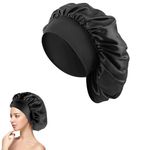 Silk Hair Wrap for Sleeping, Hair Bonnet, 1Pcs Night Hair Bonnet for Sleeping for Women Girls, Hair Care Head Cover Elastic Hat for Black Curly Hair Showercap