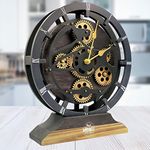 The Gears Clock Desk Clock 10 Inches with Real Moving Gear Convertible Into Wall Clock (Vintage Black)