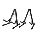 NORJIN 2 Pcs Guitar Stand Folding Universal A-Frame Stand, Metal Guitar Stand with Padded Foam Fit for Acoustic Classical Electric Guitars Bass Ukulele - Black