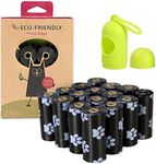 240 Count Leak-proof Dog Poop Bags Eco-Friendly Degradable, Dog Waste Disposal Bags Extra Thick and Strong, Refill Rolls with Dispenser and Leash Tie (Scented),15 Doggy Bags Per Roll (Black)