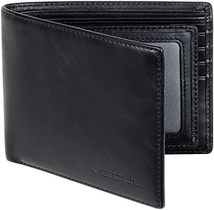 VISOUL Cartera para Hombre Piel Genuina Billetera Hombre de Cuero de Tarjetero con Protección RFID Carteras Bifold para Hombres Joven Monedero de Cuero con 12 Ranuras para Tarjetas (Negro)