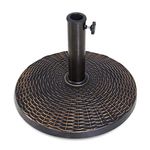 COOS BAY Round 26.5 lbs 17.5 inch Outdoor Heavy Duty Wicker Style Resin Umbrella Base Stand for Patio, Garden, Pool, Yard, Rust Resistant – Bronze