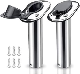 Croch 2 Pieces of Stainless Steel Rod Holders , Fishing Rod Holders Rubber with Cap, Liner, Gasket(30 Degree).