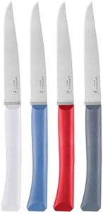 Opinel - Coffret 4 Couteaux de Table Bon Appétit+ Primo - Lame Denture Velours INOX - Manche Confort - Fabrication Française - Bleu, Rouge, Nuage, Anthracite