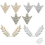 5 Pairs Brooches Accessories Palace Retro Hollow Pattern Shirt Collar Brooch Buckle Angle Triangle and Simple Elegant Double Leaf Collar Pin Brooch Gold Silver Plant Brooch with Box, Metal, no gemstone