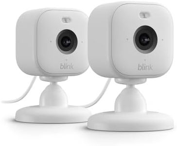 Blink Mini 2 – Plug-in smart security camera, HD night view in colour, built-in spotlight, two-way audio, motion detection, works with Alexa — 2 cameras (White)