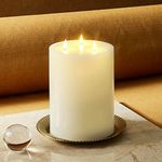 LampLust 6x8 Extra Large Flameless Candle, 3 Wick Candles with Remote and Batteries Included, Ivory Real Wax Pillar Candles Battery Operated, Flickering 3D LED Flame, Premium Home Decor for Spring