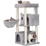 Hey-bro 43.3 inches Roomy Cat Tree for Big Cats, Save Space and Large Capacity Cat Condo, Light Gray MPJ011W