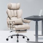 Efomao Desk Office Chair, PU Leather Ergonomic Office Chair,Adjustable Big High Back Computer Chair,Executive Swivel Chair with Footrest and Lumbar Support,Grey Office Chair