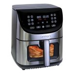 Kenmore 8 Qt Air Fryer Family Size 1700W Digital Touch Screen 12 Preset Cooking Functions Programmable Temperature Timer Viewing Window Roast Bake Broil Dehydrate Reheat Stainless Steel