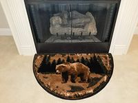 Great American Distributors Hearth Slice Fireplace Rug - Log Cabin Decor, Kitchen Carpet, Accent Rug, for Wood Floors, Fire Resistant Mat, Nature Scene, Bear 2'2" x 3'3" (Brown/Black)