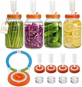 Fermentation Kit for Wide Mouth Mason Fermenting Jar, Hersolm 4 Glass Weights,4 Lids with Date Marker,4 Airlocks (No Jars) Complete Pickling Sauerkraut Kit
