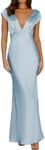 Halfisland Womens Summer Satin V Neck Cap Sleeve Backless Maxi Dress Elegant Twist Cut Out Midi Dresses Wedding Guest, Blue, Small