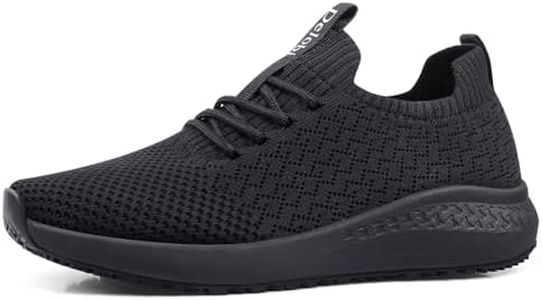 Delobi Non Slip Shoes for Women Food Service Slip Resistant Work Shoe Restaurant Chef Kitchen Hospital Staff Walking Sneakers Breathable Lightweight,Black 9.5