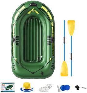 Fishing Kayak - PVC Compact Canoe, Blue Inflatable Dinghy, Sturdy Travel Boat | Easy Storage Raft with Pump, Strong Floatable Vessel for Camping Trips or Leisure Lake Journeys