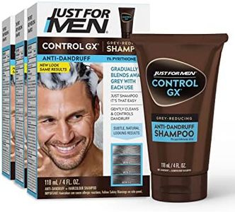 Just For Men Control GX Grey Reducing Anti-Dandruff Shampoo, Gradual Hair Color, Controls Dandruff with Zinc Treatment, 4 Fl Oz - Pack of 3 (Packaging May Vary)